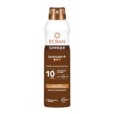 Imagen de Ecran Sunnique Bruma Aceite Protector FPS 10, Protección UVB + UVA e IR A, Resistente al Agua, Con Tecnología Pure Bronze y VitEox 80, Activa el Bronceado Natural, Sin Autobronceador 250 ml
