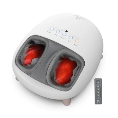 Imagen de COMFIER masajeador de pies Shiatsu, eléctrico con calor, masaje amasamiento y vibración, calor para neuropatía fascitis plantar, regalo mamá, papá