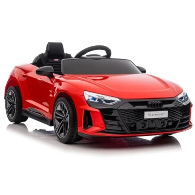 Imagen de Indalchess Coche eléctrico 12v E Tron GT, Blanco, 4 Motores, Ruedas Goma, Asiento Cuero, RC, Full Option (Rojo)