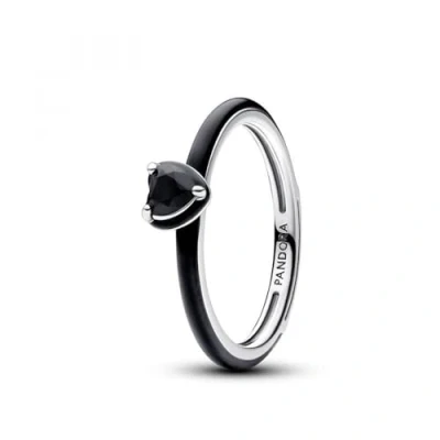 Imagen de PANDORA ME Anillo con corazón en plata de ley cristal negro y esmalte negro, talla 54