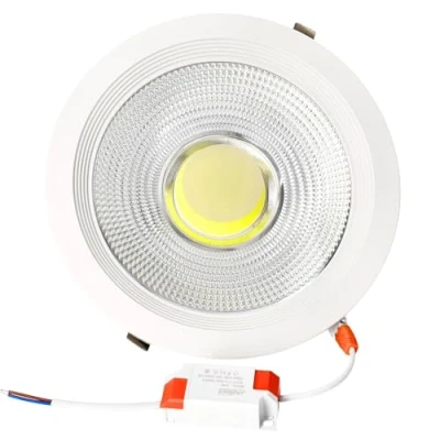 Imagen de Jandei Downlight LED COB 30W Empotrable, Foco Marco Redondo Aluminio Blanco, 212x52mm (orificio para empotrar 185mm), 2700 Lumen, IP44. Ideal Salón, Cocina, Baño 1 ud (Luz Natural 4200K)