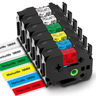 Imagen de Markurlife Cintas de Etiquetas Compatible para Brother P Touch TZe 18mm 241 141 441 541 641 741 D400 PT 9600 9700 P700 P750W