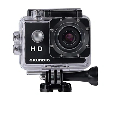 Imagen de Grundig Cámara de acción HD720P subacuática Resistente al Agua hasta 30 M Pantalla LCD 2&quot; Incluye Varios Accesorios Detección Movimiento Negro