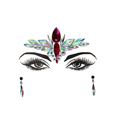 Imagen de luoshaPUCY Brillantes para la cara 1 Piezas, Pegatinas Cara, de Gemas Pegatinas, Cristales Ojos, Efecto Glitter, Fiestas, Espectáculos y Maquillaje(Type 15)