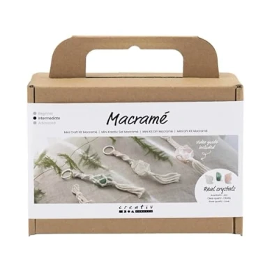 Imagen de Creativ Mini Kit de Manualidades Macramé, rosa empolvado, transparente mate, natural claro, verde 1 paquete