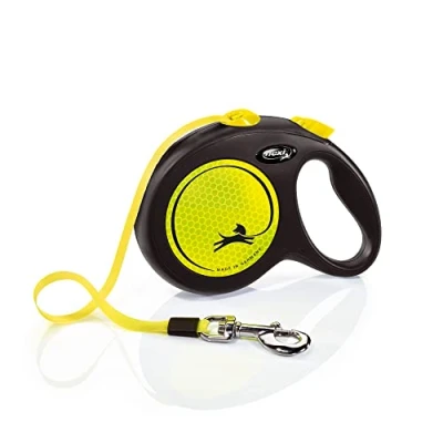 Imagen de flexi Correa retráctil para Perro, Nailon, Negro y neón, L
