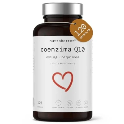 Imagen de Coenzima Q10 200mg 120 cápsulas veganas de CoQ10 100% pura para 4 meses primera calidad fermentada naturalmente Energía, Corazón y Antiaging natural Alta Biodisponibilidad nutrabetter®