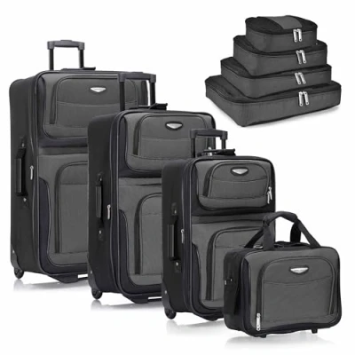 Imagen de Travel Select Amsterdam Equipaje Vertical Extensible con Ruedas, Gray, 8 Piece Set, Juego de 2 Piezas