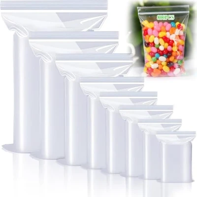 Imagen de BBLTIFF 800 Pcs Bolsas Zip, 8 Tamaños Hermeticas Ziplock Bags Reutilizable, Zip Pequeñas, Transparentes, Bolsitas Plastico Transparente Autocierre 100μm, para Guardar Joyas, Alimentos