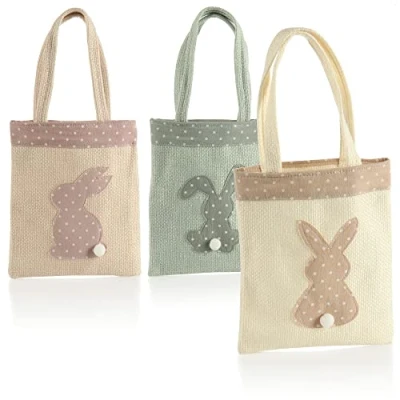 Imagen de com four® 3X Bolsa de Regalo para Pascua con Conejito Regalar Linda Motivo (3 Piezas 3 Colores)