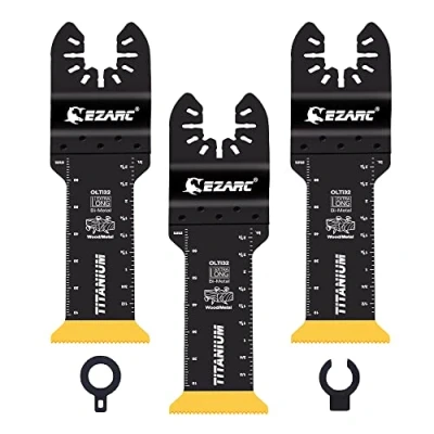 Imagen de EZARC hojas multiherramienta oscilantes de titanio, paquete 3 sierra oscilante alcance extralargo para metal, clavos madera, corte tornillos, plástico