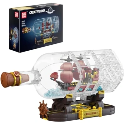 Imagen de Mould King 10085 Barco pirata en botella, bloques de construcción The Queen Revenge, velero, sujeción, colector, modelo barco, regalo para niños a partir 8 años (885 piezas)