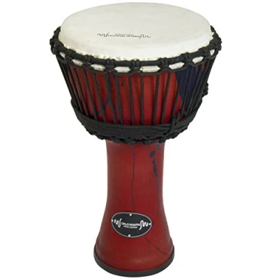 Imagen de World Rhythm MDJ002 RD Djembe con parche de piel cabra color rojo (10&quot;)
