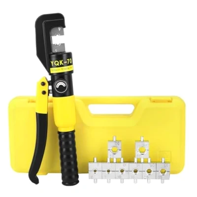 Imagen de QWORK® Crimpadora Hidráulica, Hidráulica Herramienta 10T, Trazo de 10mm, con 8 matrices formas engaste 4 70 mm²