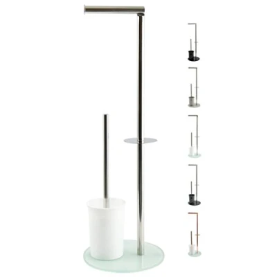 Imagen de MSV Bergamo Escobillero para WC, plástico acero inoxidable vidrio, Blanco