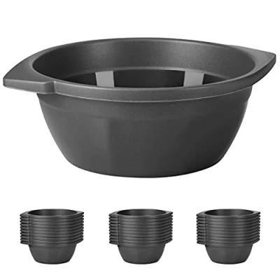 Imagen de Grizzly Juego de vajilla plastico duro reutilizables I 30 cuencos aperitivos para cereales Aptos lavavajillas Inastillables Estables 100% reciclables camping accesorios antracita