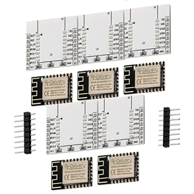 Imagen de AZDelivery 5 x ESP8266 ESP 12F versión Mejorada a 12E WLAN WiFi Module con Placa Adaptadora Compatible Arduino y Raspberry Pi E Book Incluido!