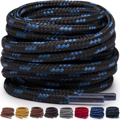 Imagen de Miscly Cordones Redondos para Botas Resistentes y Duraderos, de Trabajo Calzado Senderismo (Negro/Azul, 244 cm)