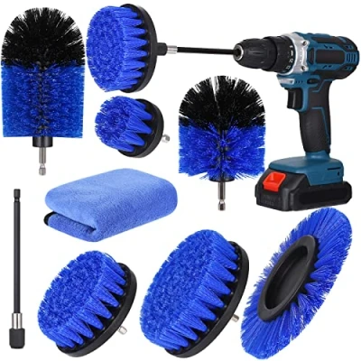 Imagen de Cepillo de Taladro 8PCS para Eléctrico Cepillos Tapiceria Brocha Limpieza Kit Limpiar Coche, Baño, Cerámica, Piso, Cocina, Esquinas, Azulejos y Automóviles, Azul