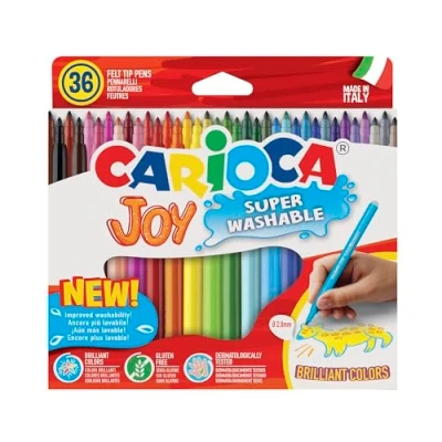 Imagen de Carioca 40237/B Caja de rotuladores con tinta lavable, punta fina sintética, 36 unidades, multicolor,