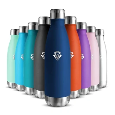 Imagen de HoneyHolly Botella Agua Acero Inoxidable, Sin BPA 500ML, Niños, Inoxidable 18/8, Termica, A Prueba de Fugas Reutilizable, Termo para Camping, Gimnasio, Escuela, Deportes.
