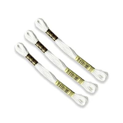 Imagen de DMC Pack de 3 madejas Mouliné Spécial 117MC BLANCO BRILLANTE B5200 Hilo bordar 100% algodón Se adapta a todas las técnicas y soportes bordado, ideal para el punto cruz