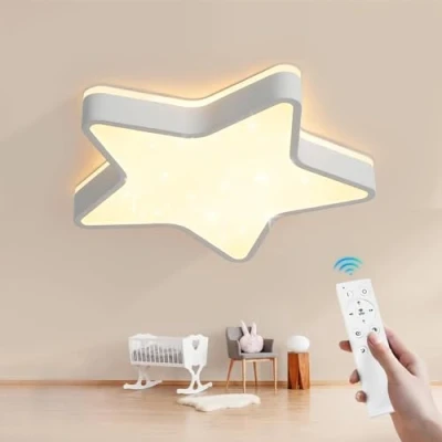Imagen de SUZNIU Lampara Techo Infantil de Lamparas Estrella 60cm 48W, 3000K 6000K Regulable con Control Remoto para habitacion, Dormitorio
