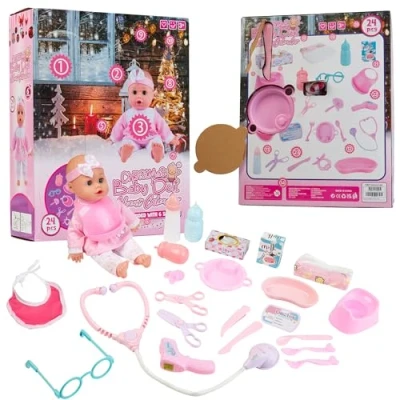Imagen de Calendario de Adviento Niñas 2024 Muñeca Bebé y Accesorios con 24 Juguetes Incluidos