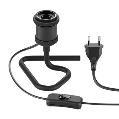 Imagen de ledscom.de lámpara de sobremesa RETRA, interruptor, negro, 1x E27 máx. 60W, sobremesa, mesilla noche, escritorio, portalámparas, pie