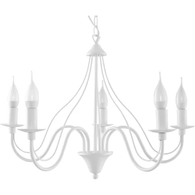 Imagen de SOLLUX lighting MINERWA 5 Lámpara de Araña Blanca Luminaria con Fuentes Luz E14 Bombillas no Incluidas Minimalista para Dormitorio Sala Estar Moderna