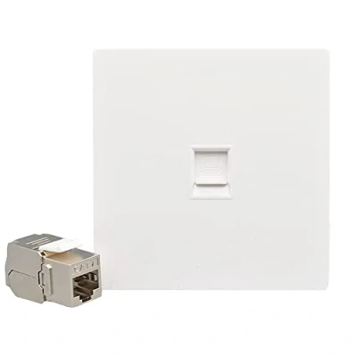 Imagen de 1 puerto CAT8 CAT7 RJ45 86 tipo panel de pared CAT.7 LAN placa frontal CAT.8 enchufe red Ethernet blindaje (CAT7)