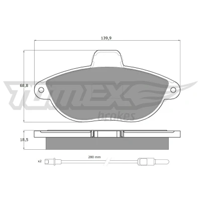 Imagen de TOMEX brakes TX 13 35 Juego de pastillas freno Eje delantero con contacto avisador desgaste accesorios CITROËN: Jumpy I MPV, Furgón
