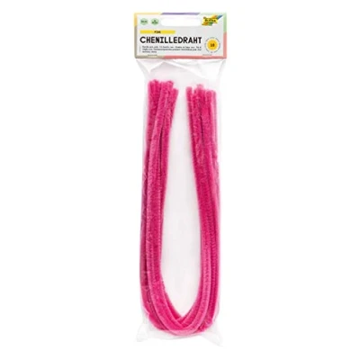Imagen de folia 77823 Alambre de Chenilla 10 Unidades Color Rosa, diámetro 8 mm y 50 cm Largo, Ideal para niños Manualidades diseño Animales, Figuras Otras Formas