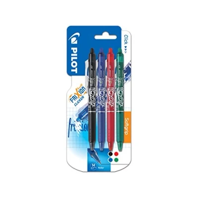 Imagen de Pilot FriXion ball Juego de bolígrafos tinta gel (no retráctiles, 4 unidades), color Negro, azul, rojo, verde