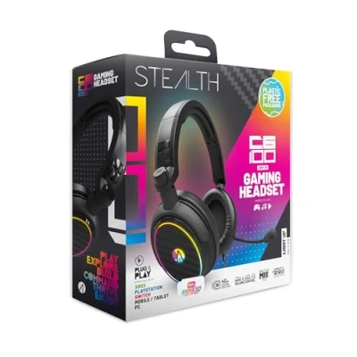 Imagen de Stealth C6 100 con LED Casco Gaming Over Ear para PS4/PS5, Xbox, Nintendo Switch, PC, Micrófono Flexible, Conector de 3.5mm, Cable 1.5m, Ligero, cómodo y Duradero