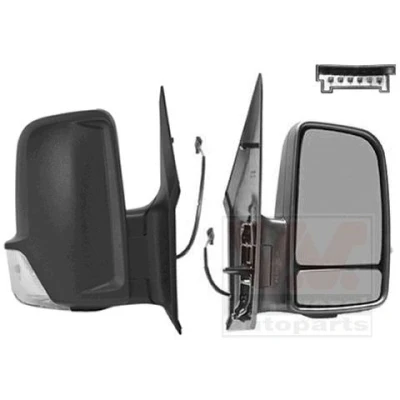 Imagen de espejo retrovisor Van Wezel 3077828 con cable derecha negro completo, convexo, para ajuste elect. espejo, calefactable, de ángulo muerto