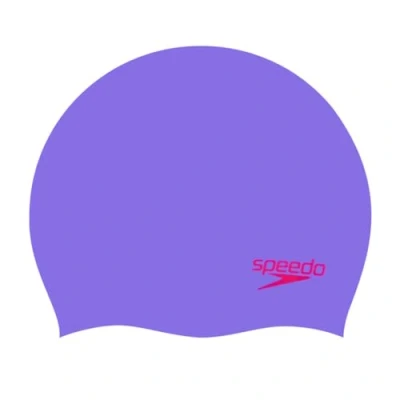 Imagen de Speedo Junior Moulded Silicone Swimming Cap Gorro de natación Unisex, Morada/Rojo, Talla Única