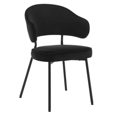 Imagen de WOLTU Silla de Comedor Cocina Tapizada en Terciopelo Suave Ergonomica con Respaldo y Brazos para Salón Dormitorio Patas Metal, Negro, BH389sz 1