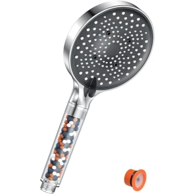 Imagen de YEAUPE PRO cabezal de ducha con perlas filtro alta presión, potente flujo 6 pulverizaciones, que aumenta la presión para agua dura a baja