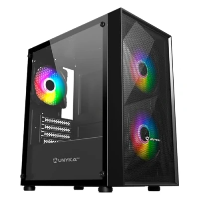 Imagen de UNYKAch Caja Micro ATX Gaming MIR B200, Cristal Templado, Tres Ventiladores ARGB y Puertos USB