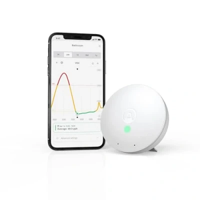 Imagen de Airthings 292 Wave Mini: monitor de la calidad del aire interior con detectores COV (compuestos orgánicos volátiles), humedad y temperatura, inalámbrico