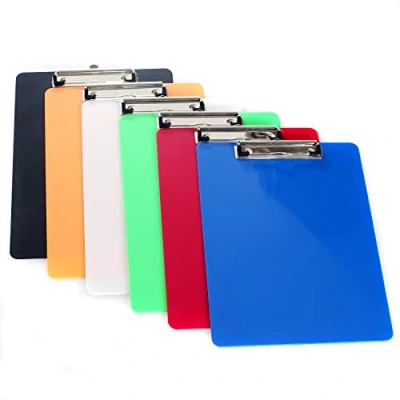 Imagen de [6x] A4 Portapapeles con Pinza, abrazadera de metal recubierto goma, Tablero escritura para el Trabajo Diario Plástico robusto pack 6 colores TKD8022