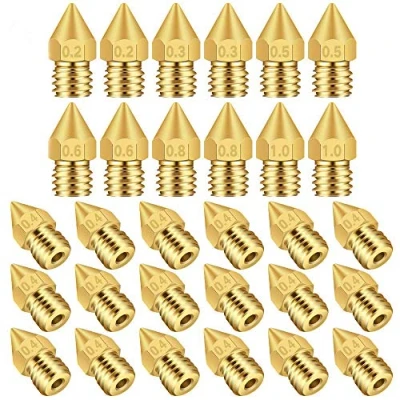 Imagen de TUZUK Boquillas de impresora 3D 30 piezas Boquilla MK8 0.2mm, 0.3mm, 0.4mm, 0.5mm, 0.6mm, 0.8mm, 1.0mm para Makerbot Anet A8 Creality CR 10 10S S4 S5 Ender 3 5