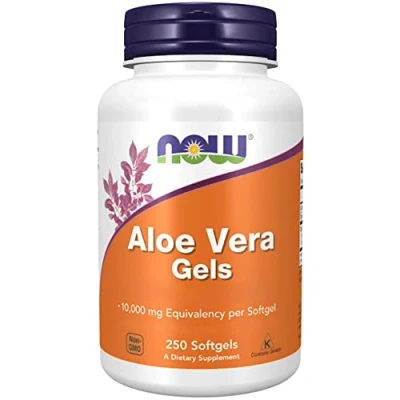 Imagen de Now Foods, Aloe Vera Gels, Altamente Concentrado, 250 Cápsulas blandas, Probado en Laboratorio, Sin Gluten, Soja