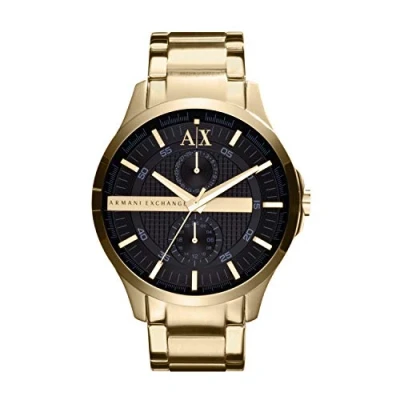 Imagen de Armani Exchange Reloj Hombre, Movimiento multifunción, 46mm Caja de acero inoxidable dorado con correa acero, AX2122, Tono y negro azabache