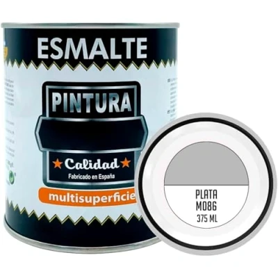 Imagen de AC Bote de Pintura Esmalte Fabricado en España Ideal para cualquier superficie, Madera, Plástico, Cristal o Cemento Capacidad 375 ML Plata (M086)