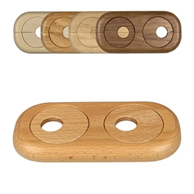 Imagen de Roseta doble para tuberias de calefaccion, distancia variable entre tubos, diferentes maderas y tamaños, embellecedor, cubre tubos radiador, tapa (15mm, haya)