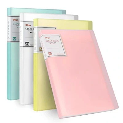 Imagen de Carpetas de Fundas A4, Libro Presentación con 30 Hojas, Plastico PP Carpeta para Archivo Hojas Música, Dibujos, Archivadoras Clasificadoras En Oficina Escolares (4 PCS)