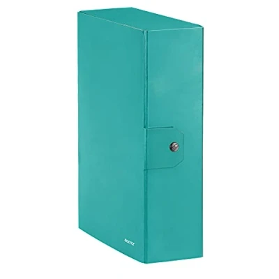 Imagen de Leitz, caja, cierre de botones, cartón plastificado, tamaño 25 x 35, WOW, color aguamarina Dorso 10 cm