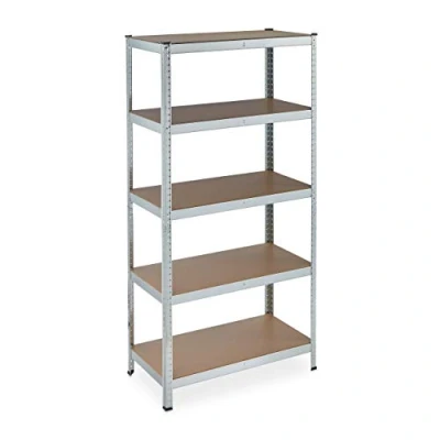 Imagen de Set de 2 Estanterías Carga Pesada Galvanizada, 875 kg, 180x90x45 cm, 5 Baldas, Encajado, Acero, Bodega, Sótano, Plateado